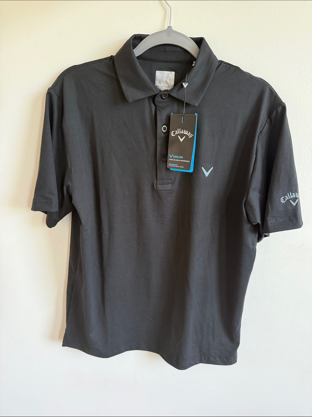 Callaway Black Men's Polo with Subtle Teal Logo